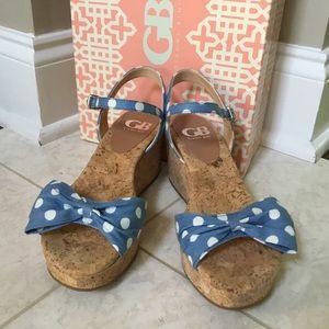 3/$15 GIANNI BINI denim polka dot Bow sandal 7 M lk new